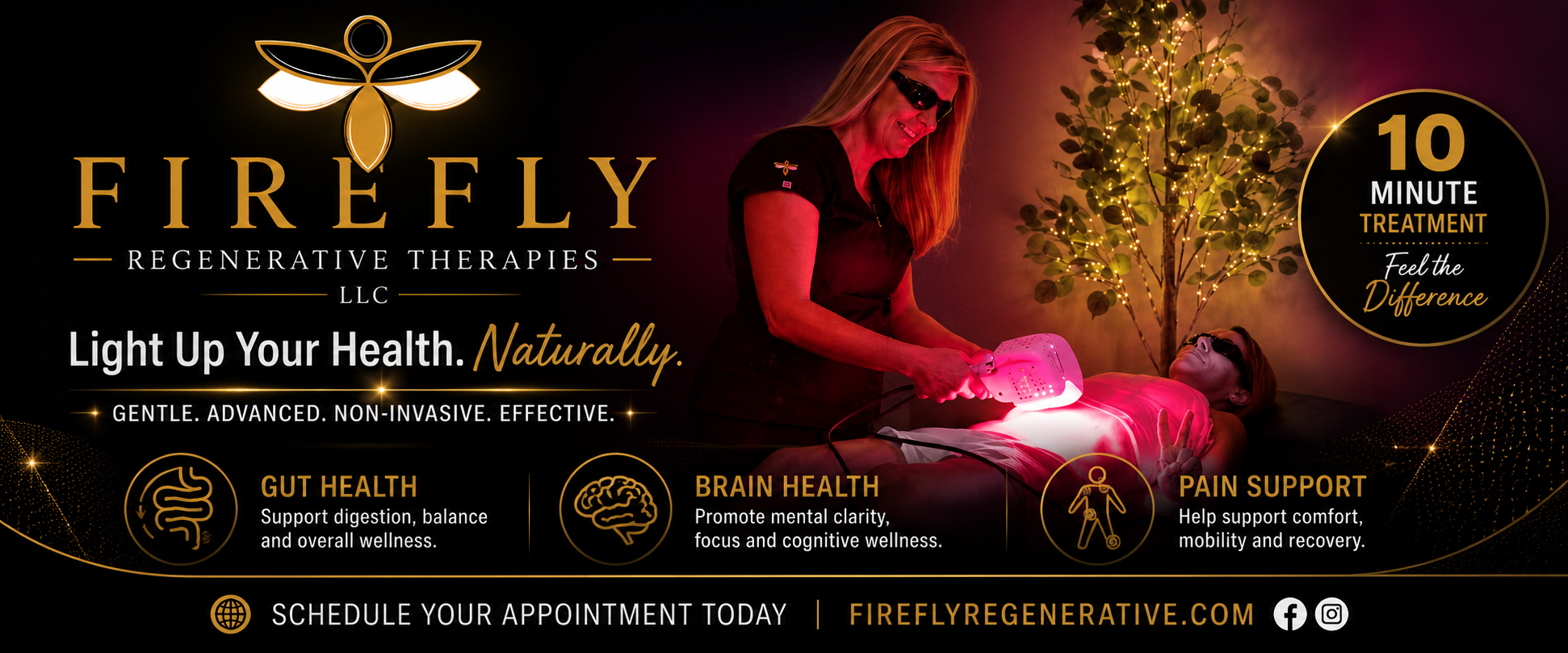 Jennifer Sage of Firefly Regenerative Therapies guiding a client through a multi-spectral photobiomodulation session